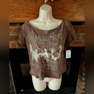 NWT Brown Graphic Aerosmith Women's Top Size Medium